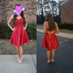 Short red cocktail homecoming dress